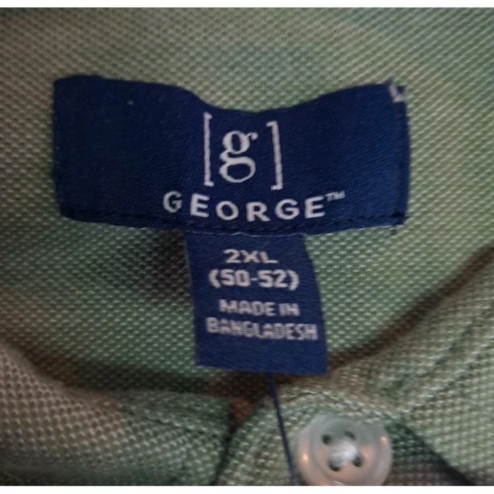 GEORGE Knit Button Down Collared Men's Shirt Size 2XL 50-52 Faded Spruce‎